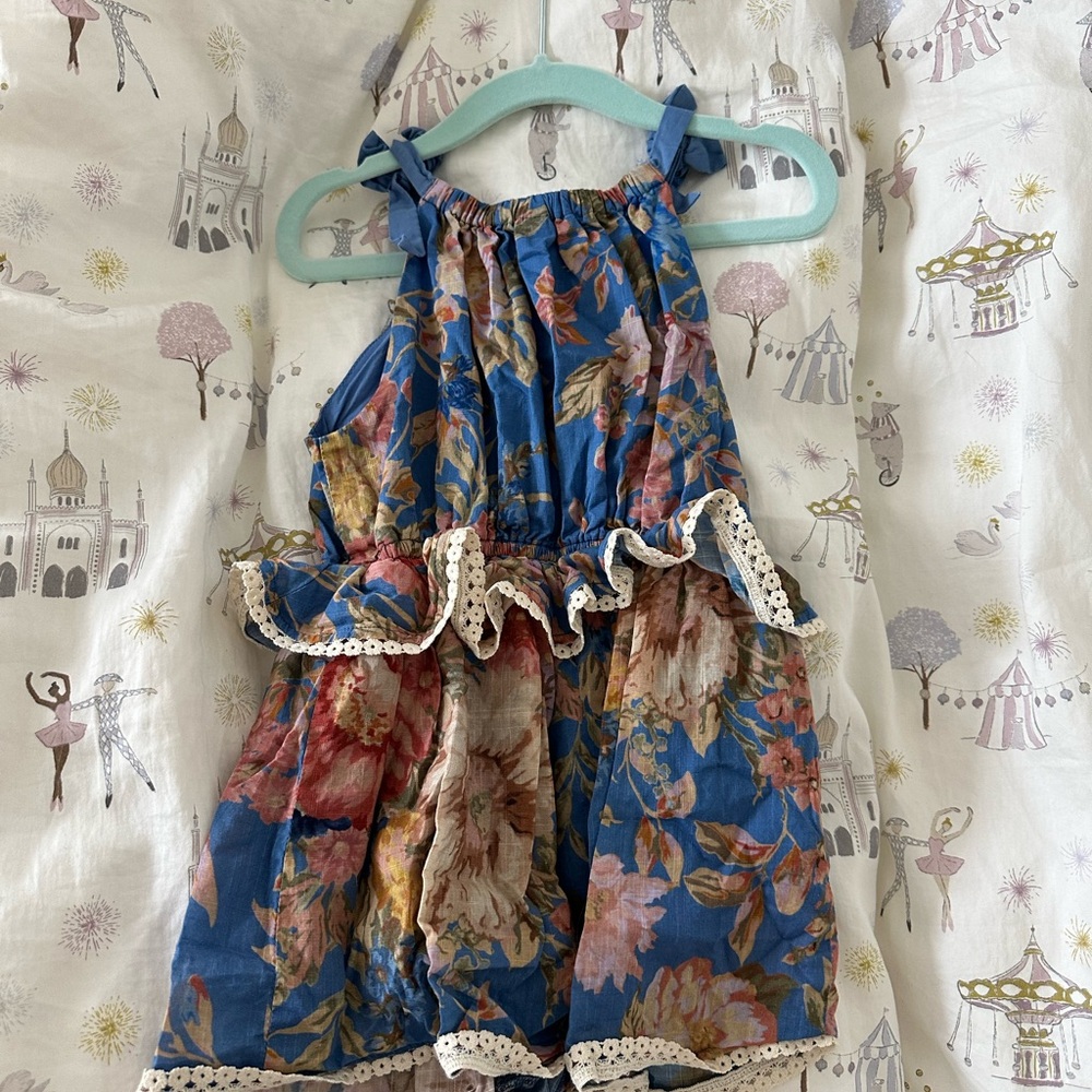 Zimmermann Floral Kids Bodysuit - Blue and Pink